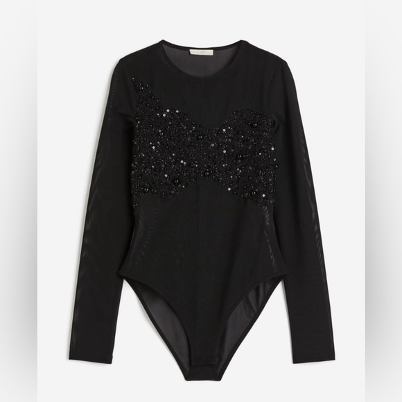 H&M Bead-detail mesh body suit size Xs - Picture 1 of 5